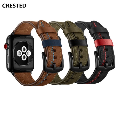 Correa de cuero para Apple Watch, banda de 44mm/40mm para iwatch de 42mm/38mm, correa de reloj apple watch series 4 3 5 se 6 ► Foto 1/6