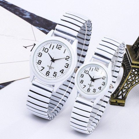Reloj de negocios Vintage para hombre y mujer, pulsera de cuarzo elástica, color blanco y negro, para parejas, para fiesta y oficina, 1 Uds. ► Foto 1/4