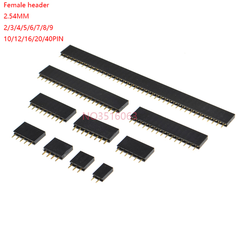 10 unids 2/3/4/5/6/7/8/9/10/ 12/16/20/40/Pin sola fila recta jefe femenino del PIN 2.54mm pitch conector tira socket ► Foto 1/4