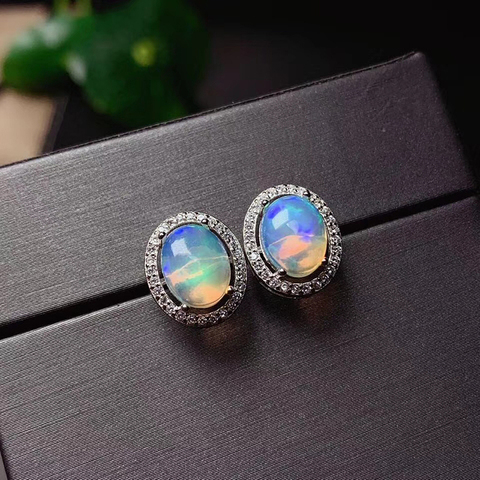 CoLife Jewelry Classic 925 Silver Opal Stud Earrings 4*6mm Natural Opal Silver Earrings Simple Silver Gemstone Earrings ► Foto 1/6