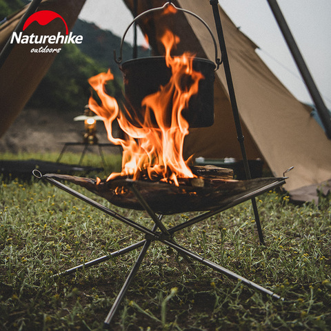 Naturehike-estante portátil para quemar fuego, equipo de acampada, marco de fuego de madera plegable, estufa de carbón de leña ► Foto 1/6