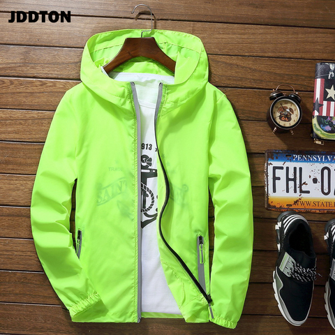 JDDTON-Chaqueta protectora contra el sol para hombre, rompevientos fluorescente, abrigo luminoso suelto informal, estilo Hip Hop, talla grande, JE491 ► Foto 1/6