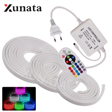 Tira de luces de neón RGB de 220V, cinta de cinta Flexible, señal de LED neón, lámpara de noche 2835, 5050, 120LED/m, tira de luces LED blanca/blanca cálida ► Foto 1/6