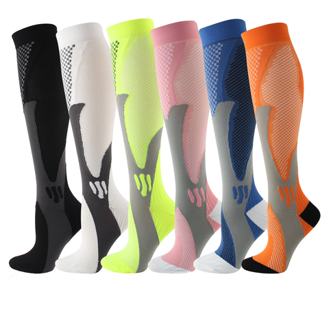 HUAYA calcetines de compresion para hombre corriendo baloncesto varicosas 20-30 Mmhg la rodilla medias de compresión calcetines para maratón mujeres Unisex Nylon ► Foto 1/6