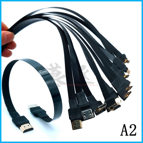 Cable plano para multicóptero de fotografía aérea, Cable plano compatible con HDMI tipo A macho arriba y abajo de 90 grados A HDMI macho HDTV FPC, 0,2 M FPV ► Foto 1/6