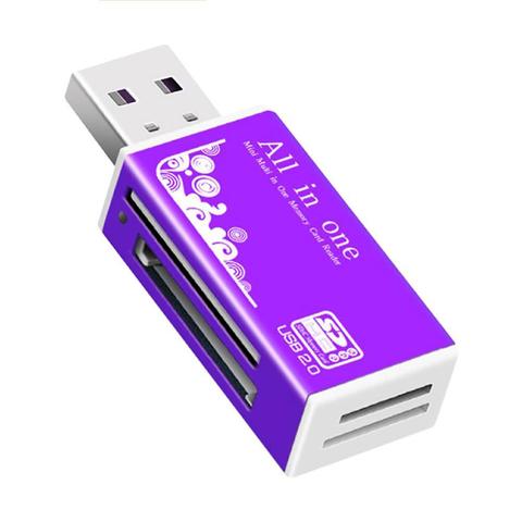 Lector de tarjetas multifunción USB 2,0, microSD/TF/CT/MS/SDHC/MMC, adaptador de lector de tarjetas 4 en 1 para ordenador portátil ► Foto 1/6