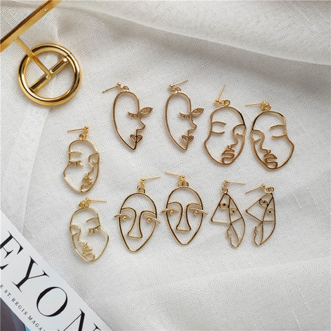 Pendientes de Metal con forma de cara humana para mujer, aretes colgantes, estilo Punk, Abstracto, hecho a mano, Bisutería ► Foto 1/6