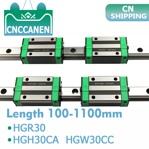 Carril de guía lineal cuadrado HGR30 HGH30, 100-1100mm + 4 Uds., carro de bloque deslizante HGH30CA /Flang HGW30CC, piezas CNC, enrutador, grabado, 2 uds. ► Foto 1/6