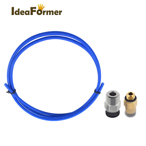 Tubo de teflón azul PTFE Bowden, 1 Uds. Ajuste rápido + 1 Uds. Conector neumático recto, conexión para piezas de impresora 3D ► Foto 1/6
