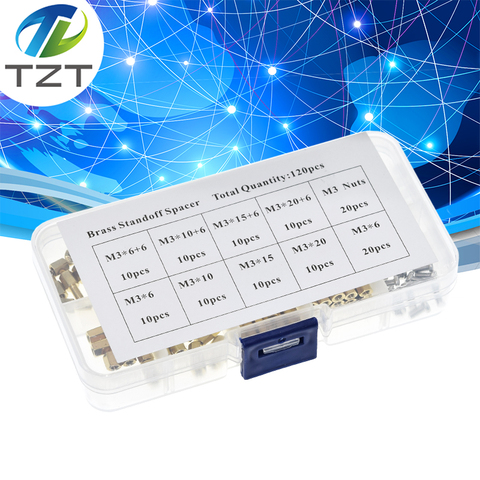 Espaciador de separación de latón M3, placa PCB, Kit surtido de tuercas de tornillos hexagonales, espaciadores hembra-hembra macho-hembra, 120 Uds. ► Foto 1/6