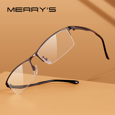 MERRYS-Gafas de aleación de titanio para hombre, montura TR90 para miopía, graduadas, medio marco óptico, estilo de negocios, S2201 ► Foto 1/6