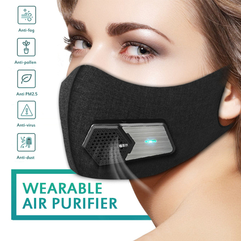 Inteligente máscara de purificación de aire eléctrico inteligente cara máscara con máscara accesorios válvula eléctrica filtro Facial Fans ventilador de ventilación ► Foto 1/6