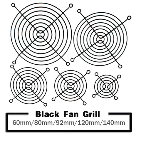 5 uds. De malla de Metal negra para proteger los dedos, 60mm, 80mm, 90mm, 92mm, 120mm, 140mm, red protectora, ventilador, parrilla de ordenador, ventilador con cubierta ► Foto 1/6