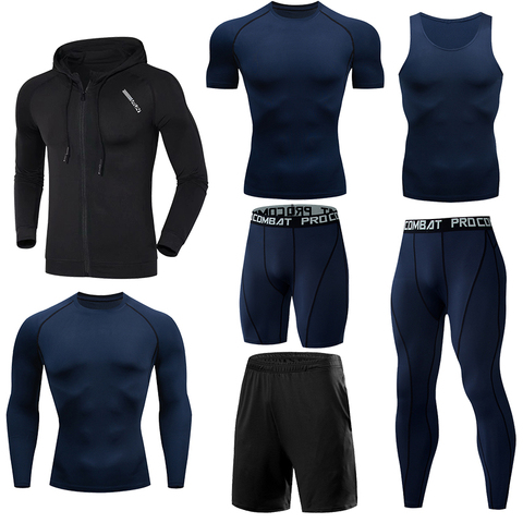 Conjunto deportivo ajustado para hombre, ropa deportiva de compresión para correr, 6/7 Uds. ► Foto 1/6