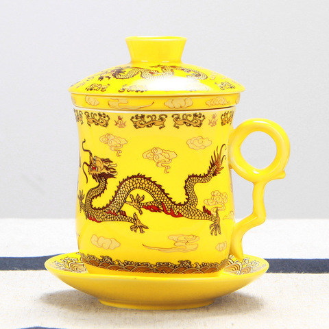 Taza de dragón chino de alta calidad, tazas de té de cerámica, taza de agua para oficina, taza para filtrar té, infusor, Envío Gratis ► Foto 1/6