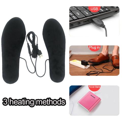 1 par de plantillas de pie calentado con USB, calentador de pies con cortes, almohadilla térmica para zapatos para invierno lavable ► Foto 1/6