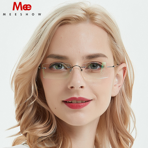 Meeshow de aleación de titanio sin montura gafas ultraligero Eyeglases hombres lentes de lectura de mujeres miopía gafas de lectura + 1,5 + 2,0-1,5-2,5 ► Foto 1/6