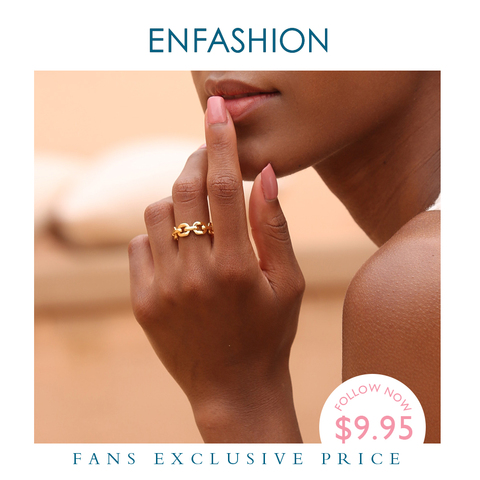 Enfashion-Anillo de cadena de eslabones de forma pura para hombre y mujer, joyas de Color dorado para mujer, joyería de moda, anillo para hombre, RF184006 ► Foto 1/6