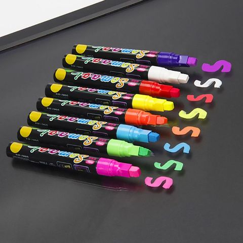 8 marcador de colores tiza líquida fluorescente marcador de neón de la pluma de escritura LED pizarra de vidrio pintura Graffiti Oficina Su ► Foto 1/6