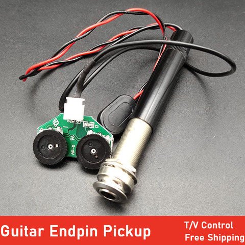 Kit de pastilla de guitarra Endpin Jack Preamp, perilla de Control de ajuste de volumen y tono para guitarra acústica ► Foto 1/6