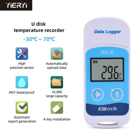 Registrador de datos de temperatura Digital USB RC-5, Registrador de temperatura C/F para almacenamiento de almacén, refrigeración, almacenamiento en frío y laboratorio ► Foto 1/6