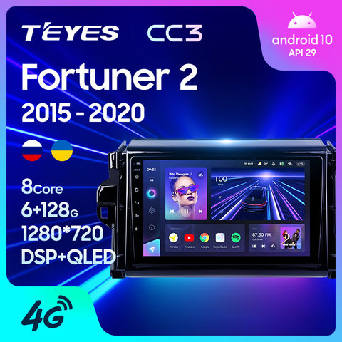 TEYES CC3-reproductor Multimedia de vídeo y Radio para coche, navegador estéreo, GPS, Android 10, No 2din, dvd, para Toyota Fortuner 2 2009-2016 ► Foto 1/6