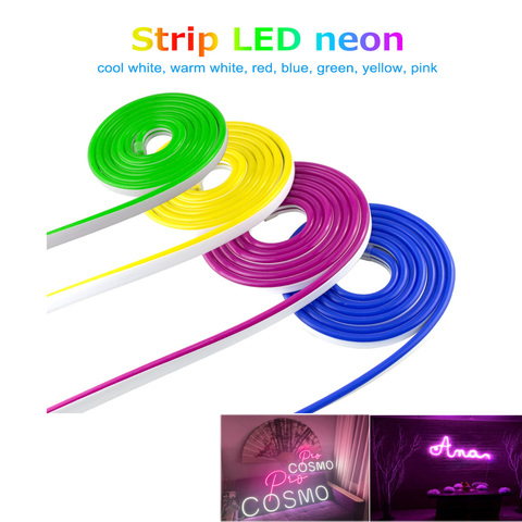 Tira de luces Led de neón, azul, verde, rojo, amarillo, blanco cálido, rosa, cinta Led Flexible, decoración impermeable de 12V para fiesta de pared ► Foto 1/6