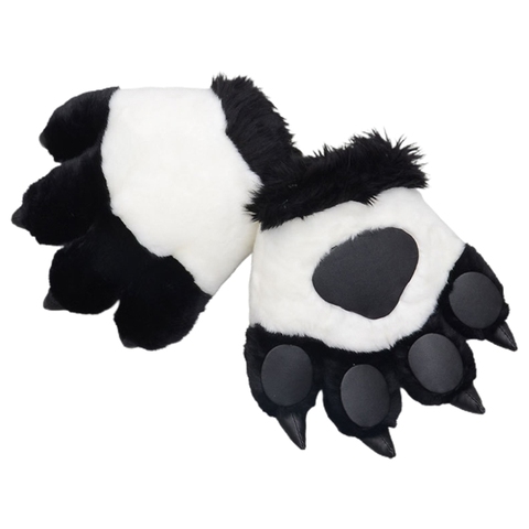 Lindo simulación de Panda pata guantes de peluche suave Animal de peluche juguetes de peluche acolchado mano Halloween del traje de Cosplay mitones ► Foto 1/6