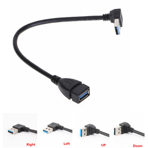 Cable de extensión de 90 grados, adaptador macho a hembra, 20cm, USB 3,0, derecho/izquierdo/arriba/ángulo inclinado ► Foto 1/6