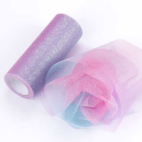 10 yardas/rollo Arco Iris brillo rollo de tul lentejuelas cristal tejido Organza Sheer artesanía de regalo DIY falda Tutu casa decoración boda ► Foto 1/6