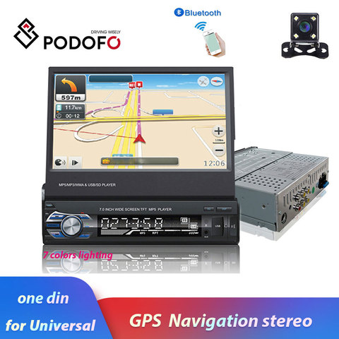 Podofo-Radio Multimedia con GPS para coche, Radio con reproductor MP5, 7 pulgadas, Android, Mirror Link, Bluetooth, DVD, AUX-IN, FM, Universal, ESTÉREO ► Foto 1/6