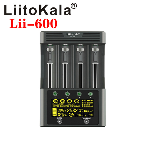 LiitoKala-cargador de batería con pantalla LCD, lii-600, 3,7 V/1,2 V, AA/AAA, 18650/26650/16340/14500/10440/18500, adaptador de 12V 5a ► Foto 1/6