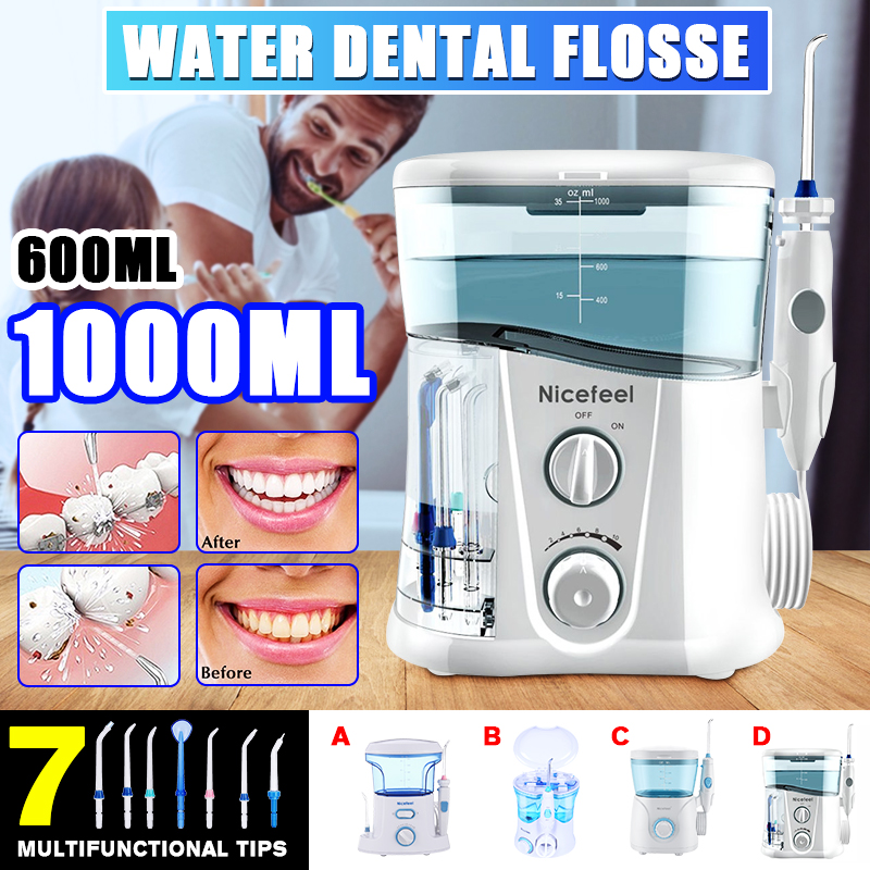 Irrigador Dental eléctrico Nicefeel de 1000ml, limpiador de dientes, cuidado Dental, hilo Dental, SPA, hilo Dental DE AGUA + 7 Uds puntas de chorro ► Foto 1/6