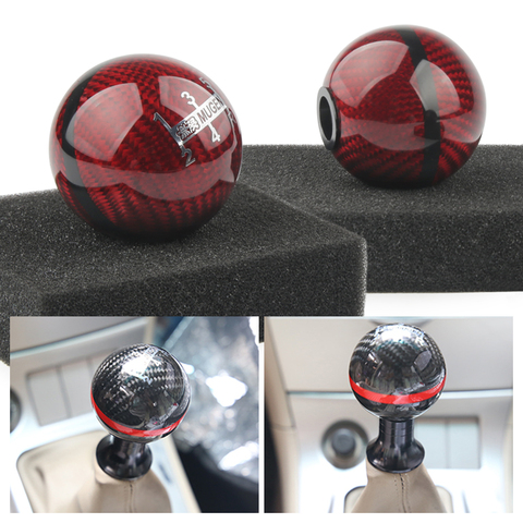 Estilo JDM, negro/rojo, velocidad 5/6, M12X1.5/M10X1.5/M10X1.25 Mugen, perilla de cambio de marchas de fibra de carbono para Honda Acura/TOYOTA/NISSAN ► Foto 1/6