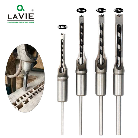 4 Uds HSS Twist Drill Bits Plaza sinfín de embutir cincel de perforación de agujero cuadrado madera taladro el Kit de herramientas ajuste se vio BH01 ► Foto 1/6