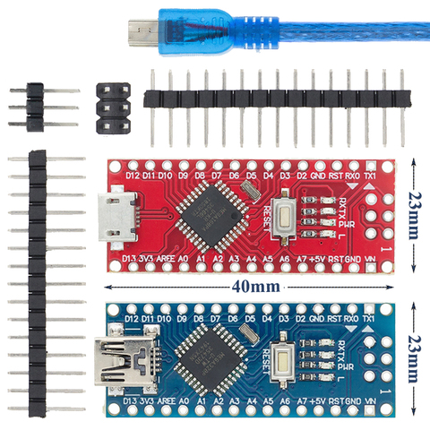 1 piezas/azul/negro/rojo ATMEGA328/168 P Nano V3.0 controlador NANO V3 compatible nano CH340 USB conductor de CABLE para Arduino ► Foto 1/6