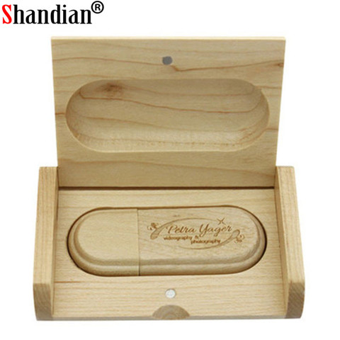 Memoria USB SHANDIAN (1 Uds. Con logo personalizado gratis) de madera de arce + caja pendrive 4GB 8GB 16GB 32GB regalo de boda ► Foto 1/6
