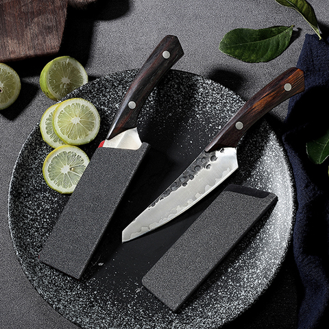 5 pulgadas cuchillo japonés forjado a mano patrón amartillado Universal Cuchillo de pelado de frutas palisandro Natural de Camping al aire libre herramientas ► Foto 1/6