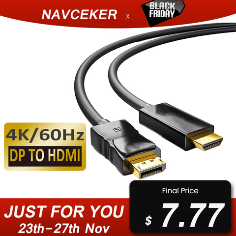 Adaptador de Cable DisplayPort a HDMI para proyector PS4displayport DP a HDMI, 2022 Cable de dp a hdmi, 4K, macho a macho ► Foto 1/6