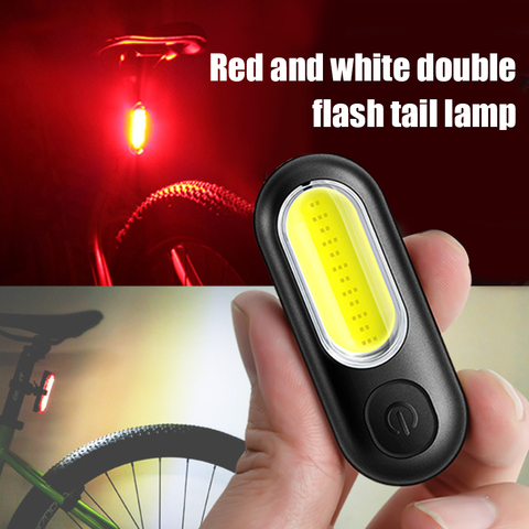 Lámpara LED COB para bicicleta, recargable vía USB, 5 modos, luz trasera roja y blanca para ciclismo de montaña o carretera ► Foto 1/6