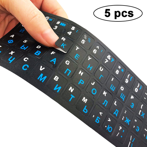 Pegatina para teclado, pegatinas con diseño de letra de alfabeto ruso, francés, inglés, árabe, español, portugués, para ordenador portátil, paquete de 5 uds. ► Foto 1/6