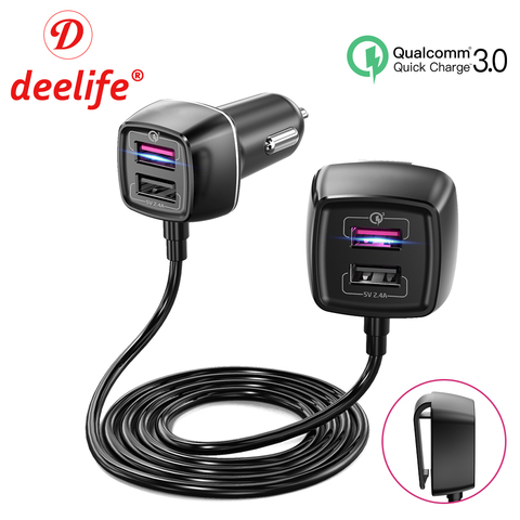 Deelife-cargador de coche con 4 puertos USB para encendedor de cigarrillos, adaptador de enchufe para asiento trasero automático, divisor de carga QC 3,0 ► Foto 1/6