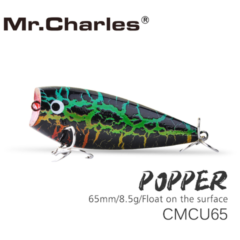 Señuelo popper Mr.Charles CMCU65, 65mm, 8,5g, flotante en la superficie, Swimbait, cebo duro, anzuelo de acero rico en carbono ► Foto 1/2