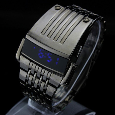 Única de moda reloj de Iron Man hombres Digital Led relojes negro grande de acero inoxidable muñeca electrónica relojes de los hombres relojes deportivos ► Foto 1/1