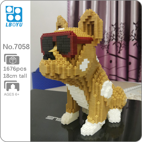 Boyu-Gafas de dibujos animados 7058 para niños, Bulldog, perro manchado, Animal, mascota, 3D, Mini bloques de diamante, juguete de construcción, sin caja ► Foto 1/6