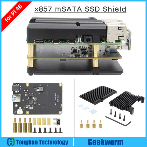 Raspberry Pi 4 mSATA SSD placa de expansión de almacenamiento X857 USB3.1 escudo para Raspberry Pi 4B ► Foto 1/6