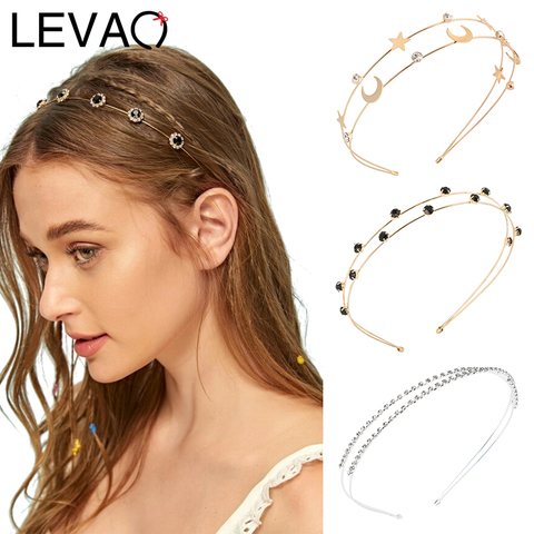 LEVAO-Diadema de estrella de Metal coreano para mujer, turbante con bisel, tocados dorados y plateados, accesorios para el cabello de boda ► Foto 1/6