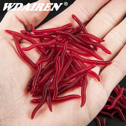 50 o 100 unids/lote rojo cebo de gusanos para pescar de silicona Mini camarones olor a pescado Jerkbait pescado océano Rock Bass de Souple bajo Leurre ► Foto 1/6