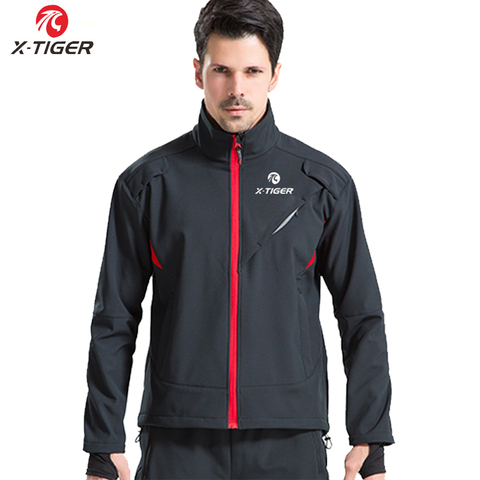 Chaqueta de Ciclismo de X-TIGER para hombre, cortavientos térmico, Polar, a prueba de viento, ropa reflectante para mantener el calor ► Foto 1/6