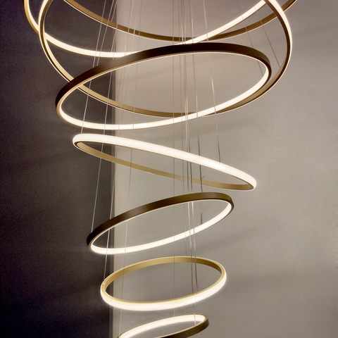 Lámpara de araña de anillo redondo LED, 3/4/5/6 anillos, luz de suspensión de 40/60/80/100/120cm, circular de acrílico, moderna ► Foto 1/6